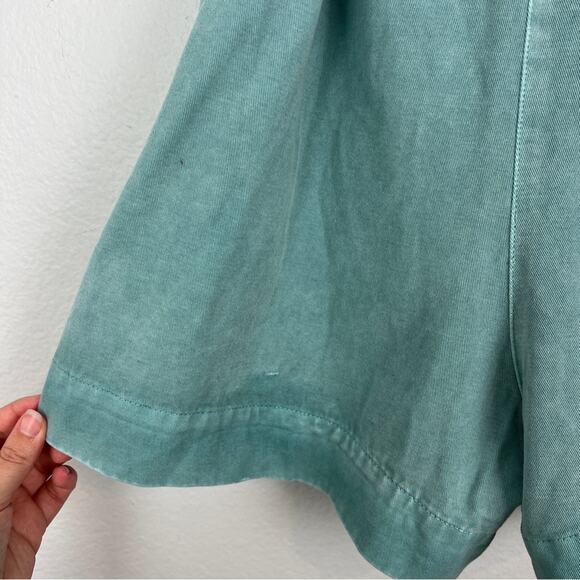 Entro | Teal Button Up Belted Romper 100% Cotton Spring Summer S - Picture 8 of 10